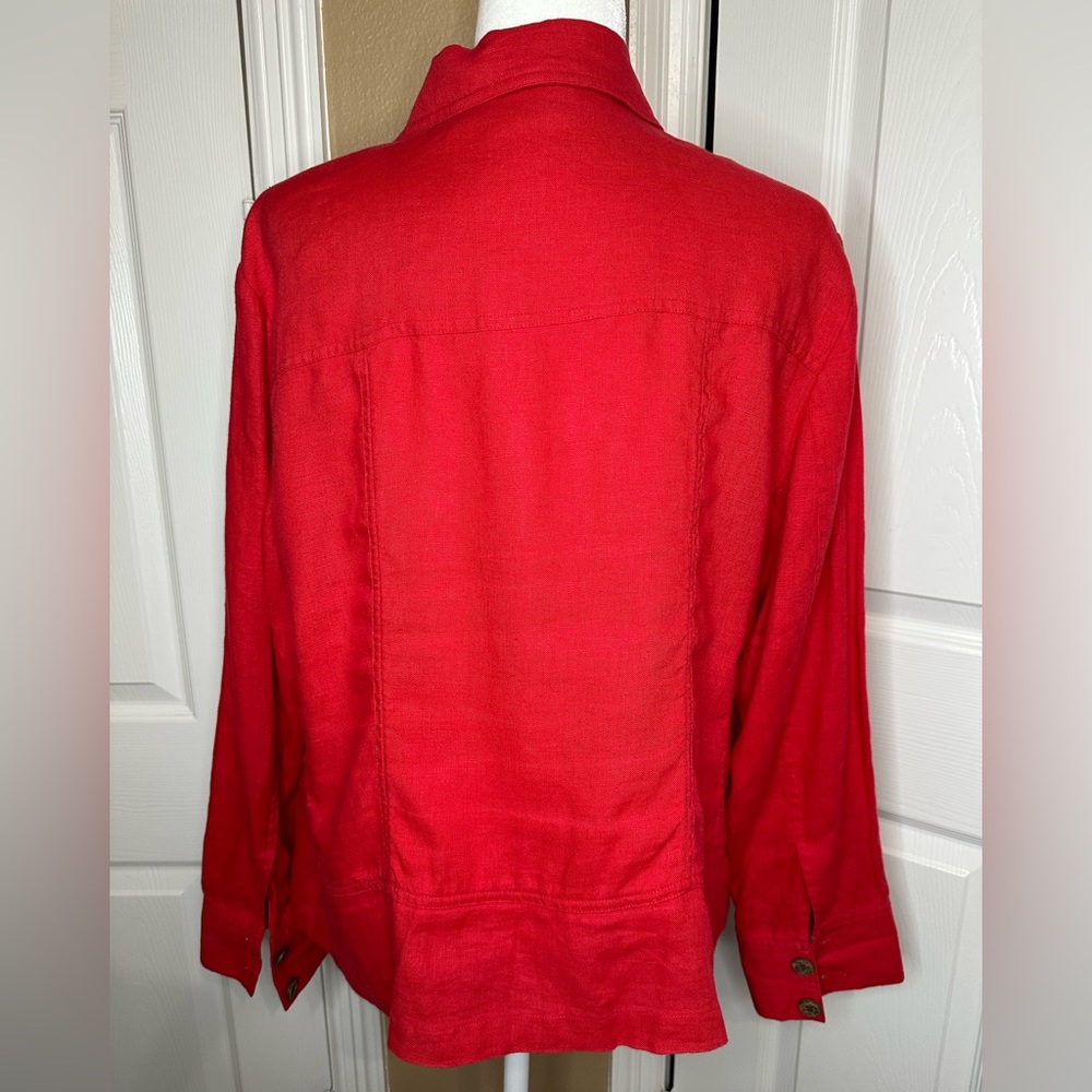 Chico's Red Button-Front Jacket - Picture 2 of 8